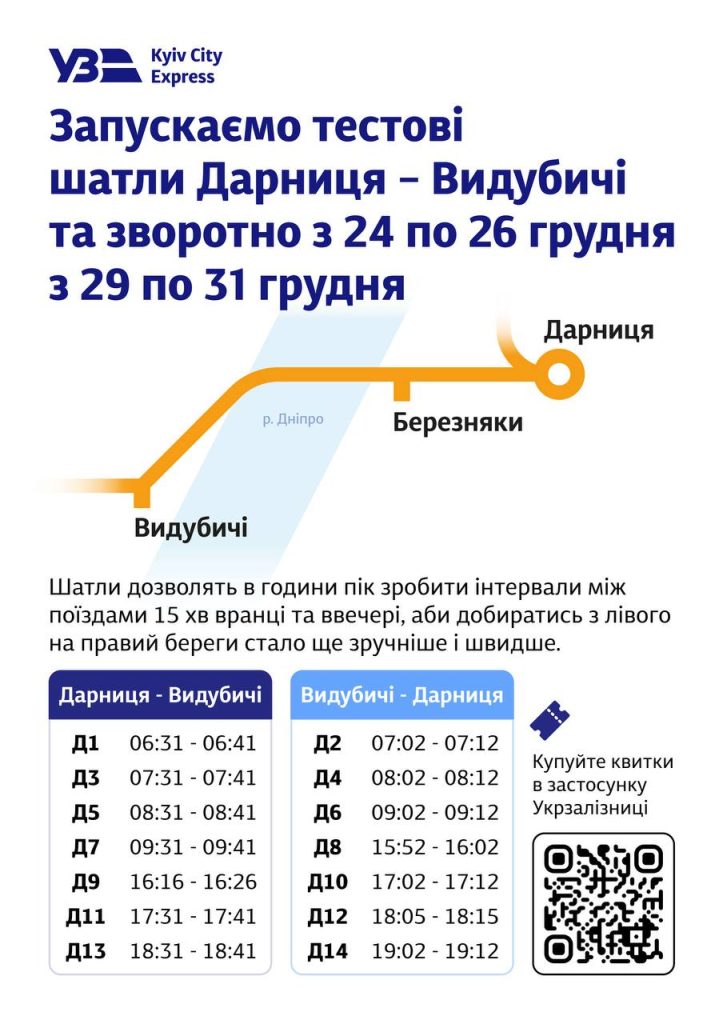 Поезда-шаттлы Kyiv City Express свяжут левый и правый берег Киева: расписание