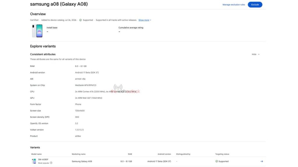 Samsung Galaxy A08 готовится к выходу: характеристики, дата релиза и цена в Украине